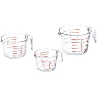 Relaxdays Messbecher Set Glas Rot,Transparent
