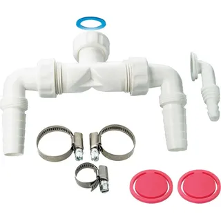 tecuro Doppelanschluss für Trockner und Waschmaschine, 1 Zoll ÜWM, inkl. Dichtungen, Rückflusssicherung