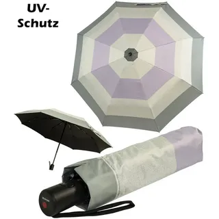 Knirps® Taschenregenschirm A.200 Damen-Taschenschirm mit Auf-Zu-Automatik, Popy lila: 95% UV-Schutz, bis zu 40% Hitze-Schutz bunt|grau|lila