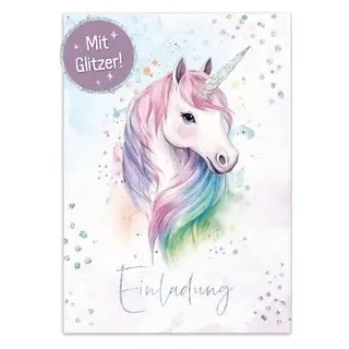 Häfft Häfft® Einladungskarten 10121-8, Einhorn, 105 x 148mm A6 12 Stück