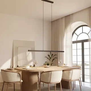 Dimmbare Pendelleuchte 'Calimera', LED Deckenleuchte, moderne Hängelampe Esstisch Wohnzimmer Smart Home Alexa Google Home Tuya Schwarz 80cm