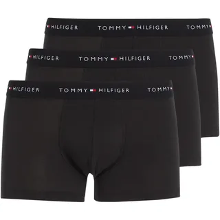 Tommy Hilfiger Herren 3er Pack Boxershorts Trunks mit Logobund, Schwarz (Black/Black/Black), M