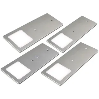 Kalb Material Für Möbel kalb LED Unterbauleuchten Silber 5W sehr flache Küchenleuchte Touchdimmfunktion 4er Set Warmweiß