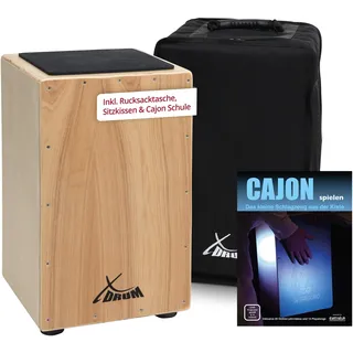 XDrum Cajon Primero Natur inkl. Cajonschule und Tasche, Korpus: Linde
