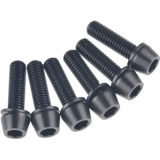 Titanium Ti M5 x 16 mm Allen-Hex-Schrauben, konisch, mit Unterlegscheiben, Schraube für Fahrrad, schwarz