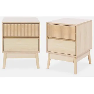 sweeek - 2er Set Nachttische mit zwei Schubladen,