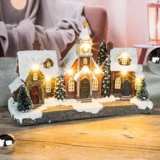 Hi Weihnachtsstadt LED Weihnachtsdorf mit Schneedekoration 9 warmweiße LEDs