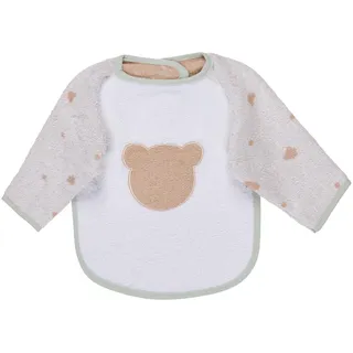 Sterntaler Ärmellätzchen Bär Bo, Baby- und Kleinkinder Lätzchen mit Ärmeln, praktischer Druckknopfverschluss, saugfähige Baumwolle, süße Applikation, 50×73×0,5 cm, weiß