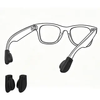 HiBloks Brillen-Ohrpolster für Ray-Ban Meta Wayfarer/Skyler/Headliner Gen 2 Smart Glasses Zubehör, rutschfeste Silikon-Ohrpolster für Meta Gen 2 Smart Sonnenbrillen (1 Paar)