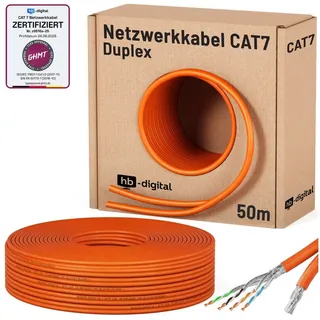 HB-Digital CAT 7 Kabel Duplex Netzwerk Kabel S/FTP AWG23 LSZH orange