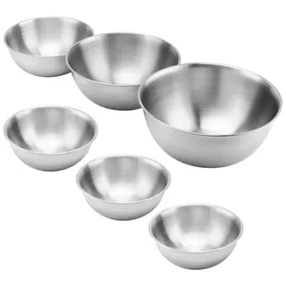 6-teiliges Metallschüssel Set Edelstahl mit Skala, 4 Größen 800-2200ml, Spülmaschinenfest