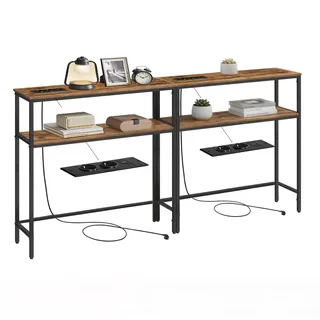 VASAGLE Konsolentisch 20 x 80 x 80 cm vintagebraun-tintenschwarz