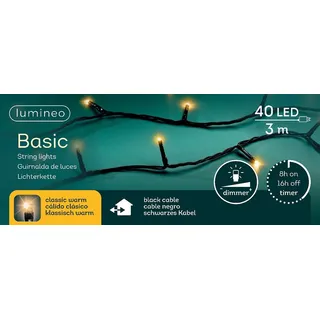 Lumineo LED-Lichterkette Basic 3 m Schwarz