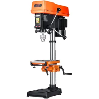 VEVOR 304,8 mm Tischbohrmaschine, 750 W, Säulenbohrmaschine mit 340–2200 U/min variabler Drehzahl, mit 0–45° neigbarem Arbeitstisch, LED, Röntgenpositionierung, für Holz & Metall