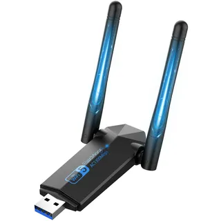 ElecMoga USB WLAN Stick, ElecMoga 1300Mbps USB 3.0 WLAN Adapter 2.4GHz/5.8GHz Dual Band Internet mit 2 x 5dBi Antenna für PC/Desktop/Laptop, Kompatibel mit Windows 11/10/8/7/Vista/XP, Mac OS