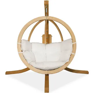konsimo® Hängesessel, Creme, Holz, Textil, Rund, 230x183x130 cm, Hergestellt in Europa, Gartenmöbel, Hängesessel