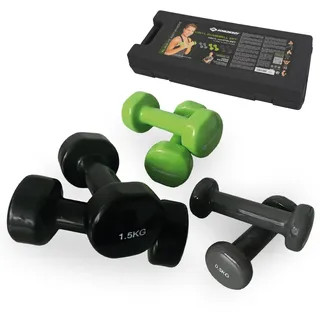 Donic Schildkröt Schildkröt Fitness Vinyl-Hantelset Hantel-Set 0,6 kg bunt im ABS-Kunststoffkoffer
