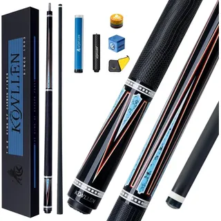 KONLLEN Carbon Billard Queue Set 58 Zoll – Low Deflection Carbon Schaft, 12,5 mm Spitze, Ledergriff, mit Queue Koffer, Extension, Gewichtsschrauben, Kreide, Profi Pool Queue-08
