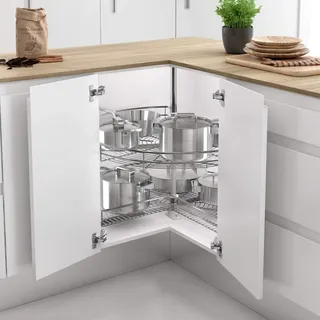 Menage Confort ROTARY 270o Tablett für Kücheneckschrank, Metall, Chromstahl, Durchmesser 700 mm/Höhe 730-780 mm