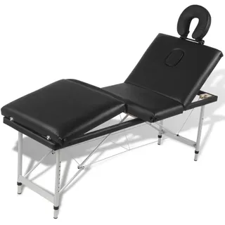vidaXL Massageliege Klappbar 4-Zonen mit Aluminiumgestell Schwarz