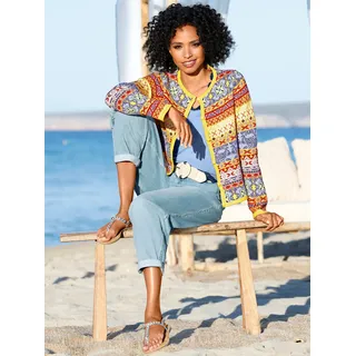 Heine Strickjacke in Limone-Eisblau-gemustert 38