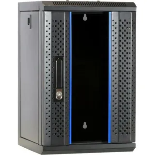 DSIT 9 HE, 10” Serverschrank mit Glastür (BxTxH) 312x310x486mm - Schwarz - für Zuhause und im Büro