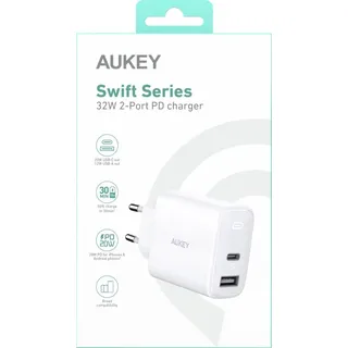 AUKEY Swift Series 32W Charger 1x USB-C 1x USB-A PA-F3S-WT - Weiß