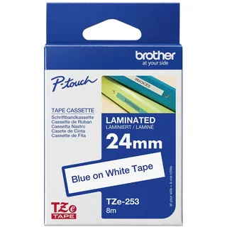 Brother TZe 253 - Laminiertes Band - blau auf weiß - Rolle (2,4 cm x 8 m) - 1 Rolle(n) - für P-Touch PT-2420, 2430, 2460