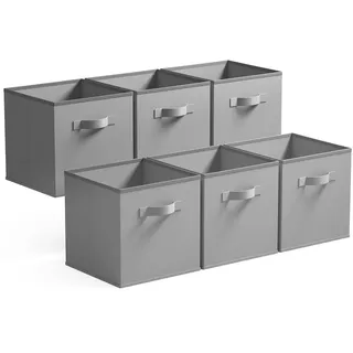 GRANNY SAYS Aufbewahrungswürfel aus Stoff, 6 Stück Kisten für Kallax Regal, 33 x 33 x 32,4 cm Faltbare Regalbox mit Griffen für Kinderzimmer Bastelzimmer Organisieren, Grau Stoffkisten Aufbewahrung