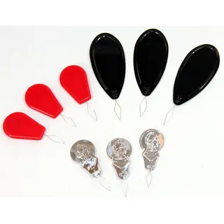 K&B Vertrieb Nadeleinfädler 6 Stück - Einfädelhilfe Fadeneinfädler Garneinfädler 758 - Metall, Silber, Schwarz