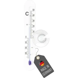 Lantelme Fensterthermometer mit Saugnapf Temperaturanzeige Analog -35°C bis 50°C | Aluminium in Silber | Metall Thermometer mit Saugkopf für Außen Fenster Fensterscheibe Fensterrahmen (Alu)
