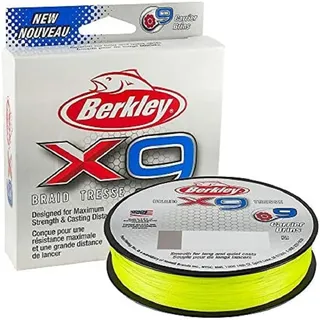 Berkley X9 Geflochtene Schnur, 7.60kg| 164yd | 150m, Flame Grün