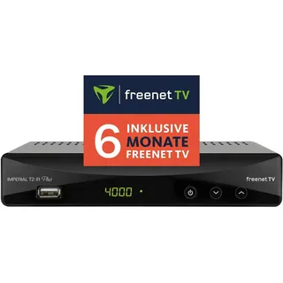 Imperial T2 IR Plus Ethernet (RJ-45) Full HD Receiver mit Irdeto Freenet TV Receiver H.265 PVR inkl. 6 Monate Freenet – Schwarz