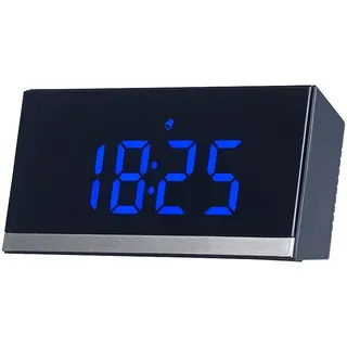 Infactory Dimmbare Funk-LED-Tischuhr schwarz/blau