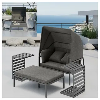 MuCoLa Strandkorb Relaxinsel mit Dach 160 x 8 x 8 cm Grau