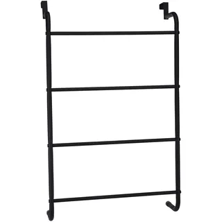 Tür Handtuchhalter schwarz - 73x44,5x12 cm - Handtuch Stange Badetuchhalter Bad Hänge Regal Türregal