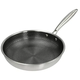 Caskunbsy Wok-Pfanne Edelstahl-Bratpfanne mit Kratzfest & Antihaft Wabenbeschichtung, Gebratene Steakpfanne, Waben-Wok-Kochpfanne, PFOA-Frei (32 CM)