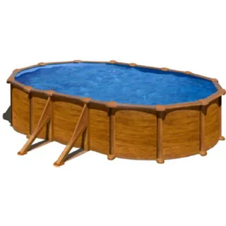 Gre Stahlwandpool Mauritius oval 500 x 300 x 132 cm Holzdekor