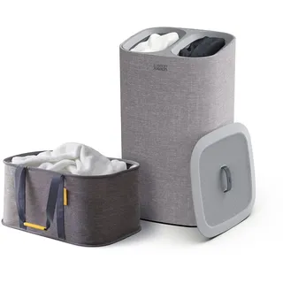 Joseph Joseph Laundry Set - Hold-All 35L Faltbarer Wäschesammler und Tota 60L Wäschekorb mit deckel mit 2 fächer abnehmbaren Taschen - Grau