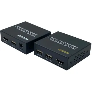 HDMI KVM USB Extender Over IP Cat5e/6, 1080P@60Hz HDMI Extender USB 50m mit Loop Out Funktion, Support Tastatur und Maus Steuerung Remote Singals