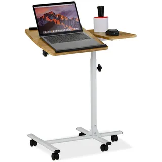 Relaxdays Laptoptisch höhenverstellbar, rollbar, neigbare Tischplatte, Mausablage, HBT: 68 - 88 x 61 x 40 cm,