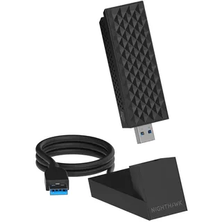 Netgear Nighthawk WiFi 7 USB 3.0-Adapter (A9000) BE6500 Tri-Band kabellose Gigabit-Geschwindigkeit (bis zu 6,5 GBit/s) – 6-GHz-Frequenzbereich – Kompatibel mit Routern/Mesh – Für Windows 11-PCs