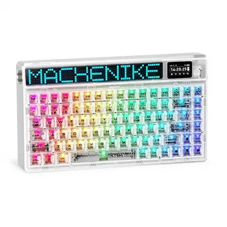 Machenike KT84-B84W Smart Screen Tri-Modus Weiß Gateron Gelb Switch