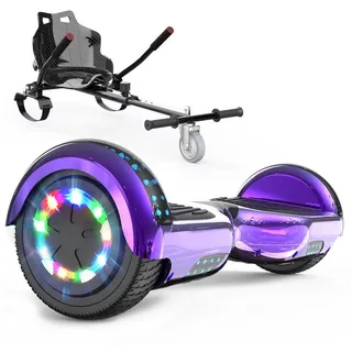 RCB TECH Balance Scooter Kart Set, 6,5 Zoll Hoverboard mit Sitz für Kinder, Hoverboard mit Go-Kart, 120,00 W, 15 km/h, bis zu 10 km Reichweite, keine Straßenzulassung lila|schwarz