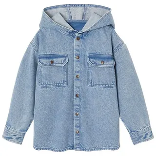 vertbaudet Langarmhemd Jeanshemd Jungen mit Kapuze blau 116