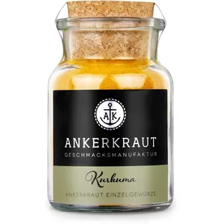 Ankerkraut Kurkuma, gemahlen, Kurkuma Gewürz Pulver, 75g im Korkenglas