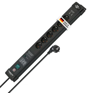 6-fach + 2 x USB 3 m schwarz