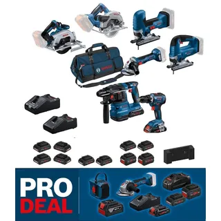 Bosch GSR 18V-55 Professional Combo Kit inkl. 2 x 4,0 Ah + GWS 18V-7 + GBH 18V-22 + Werkzeugtasche