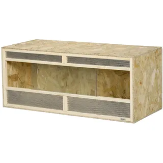 PawHut Terrarium für Reptilien, 120 x 50 x 50 cm Glas Terrarium mit Lüftungsgitter, Fütterungsbox mit Schiebetüren aus Glas, Aufzuchtbox für Amphibien, Spinne, Natur