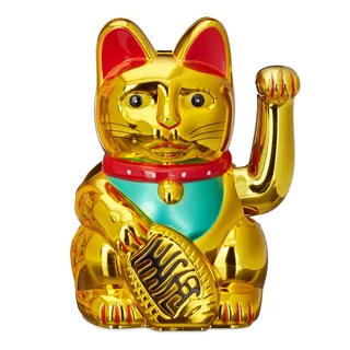 Relaxdays Maneki Neko Winkekatze 16 cm Gold - (H)16 | Gr.: onesize
